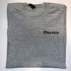 Front view of grey crewneck t-shirt with Oklahoma Observer logo on the left breast