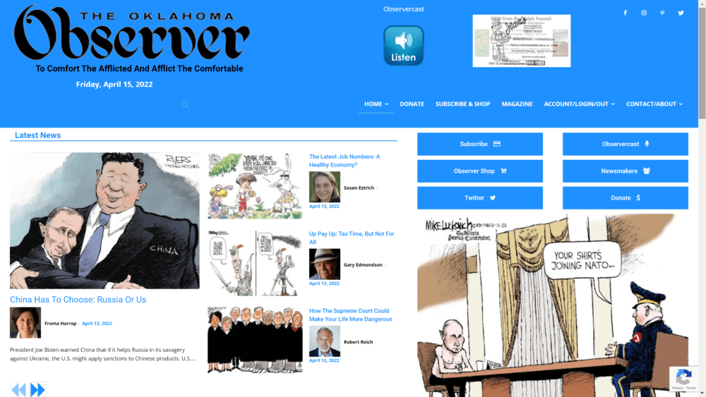 Digital Only (NON-RENEWING) The Oklahoma Observer on-line